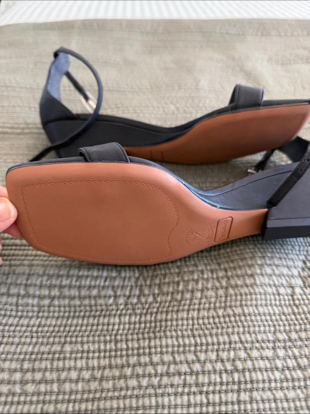 Franco Sarto Black Strap Wedge Sandals